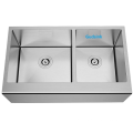 Undermount seamless double bowl kitchen sink